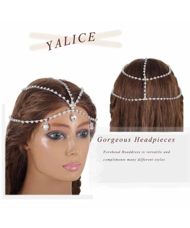 Yalice Rhinestone Layered Head Chain - Sparkly Bridal Headpieces for Women and Girls (Silver) - Buy Online on GoSupps.com