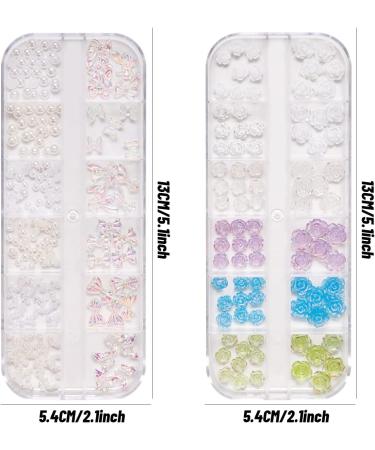 3D Flower Nail Art Charms - 2 Boxes, 24 Grids, Aurora Bow & Butterfly Designs for DIY Manicures - Nail Art Decoration & Jewelry Making - Buy Online on GoSupps.com