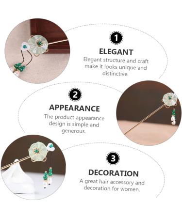 Mikinona Antique Hairpin Green Hair Clips Hanfu Girls Headwear Green Vintage Hairpin Chinese Handmade Hair Accessories Retro Chinese Stylish Clips Retro Hair Pin Copper Bride Walk - Buy Online on GoSupps.com