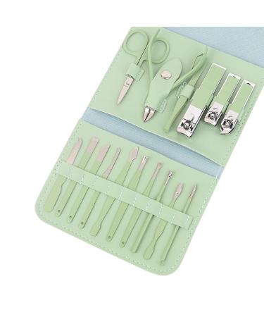 GNHG 16-Piece Fingernail Care Set Fingernail Set Manicure Set Nail Set Travel Manicure Set for Men and Women Green