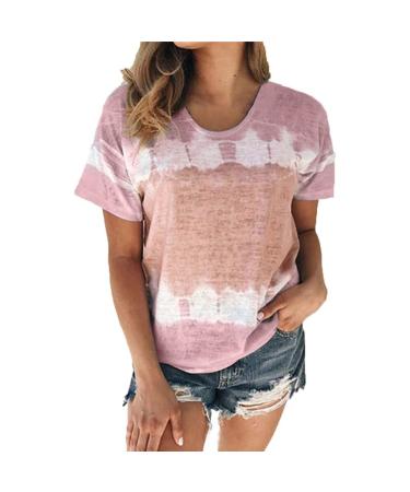 Ladies Tops and Blouses, Womens Tops Hide Belly Tunic 2023 Summer Short Sleeve T Shirts Henley Tshirt Z230130c-pink Medium
