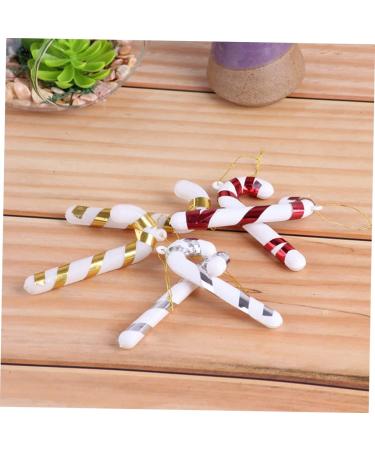 STOBAZA 4pcs Christmas Candy Cane Plastic Candy Cane Christmas Fireplace Ornaments Christmas Tree Crutches Silver 7x2.5cm - Buy Online on GoSupps.com