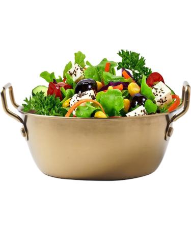 Stainless Steel Bowls for Kids | Soup Bowl with Handle Double Ear Golden Instant Noodle Bowl with Handle Snack Bowl Suitable for Rice Desserts Gold 14CM - Buy Online on GoSupps.com