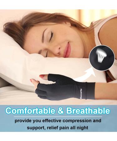 2 Pairs Copper Arthritis Compression Gloves for Men and Women - Fingerless Relief for Carpal Tunnel, Hand Pain, RSI - Support for Work, Driving, Typing - Medium Black - Buy Online on GoSupps.com