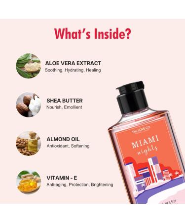 Miami Nights Body Wash Shower Gel | Refreshing Vegan Hydrating Formula | Unisex Bath & Body Wash for Men & Women | Paraben Free & Cruelty-Free | Travel Essentials | 250ml - Buy Online on GoSupps.com