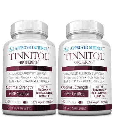 Approved Science Tinnitol - Tinnitus Support Supplement - Ease Ringing in The Ears - Boost Inner Ear Health - 2 Bottles - 6 Month Supply - Made in The USA 180 Count (Pack of 2)