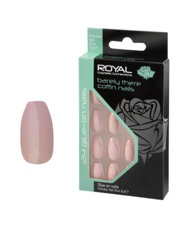 Royal 24 Coffin Glue-on Nails - Barely There