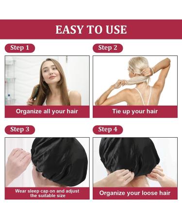 URAQT Satin Sleep Cap 2 Pack - Large Night Head Cover for Women - Soft & Comfortable Sleep Bonnet - Breathable Hair Cap for Long Curly Hair - Best for Night Sleep - Buy Online on GoSupps.com