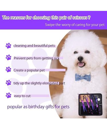 Purple Dragon Professional 7.0 inch 4PCS Pet Grooming Scissors Kit - Premium Japan Steel Straight & Curved Blades with Case - Dog Hair Cutting Shears Set in Electroplating Purple - Buy Online on GoSupps.com