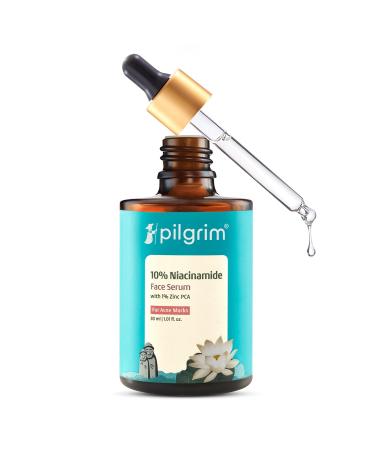 Pilgrim 10% Niacinamide + 1% Zinc Serum | Acne Control & Oil Balancing | Smoothing Serum for Blemish-Prone Skin | All Skin Types | For Women & Men | 1.01 Fl Oz (30 ml) - Buy Online on GoSupps.com