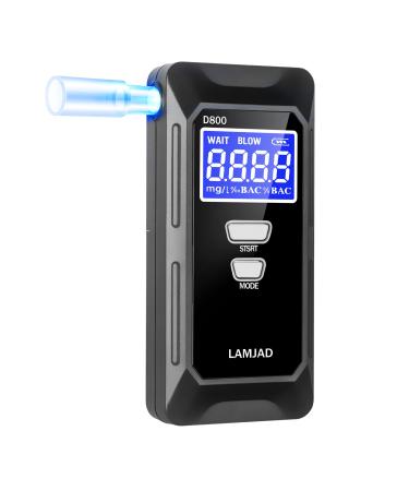 LAMJAD D80001 Alcohol Tester with 10 Mouthpieces and Digital LCD Screen Semiconductor Sensor Police Accurate Alcohol Tester for Personal and Professional Use