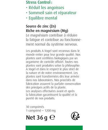 A.VOGEL - Stress control dietary supplement - Promotes healthy sleep and mental balance - Reduces anxiety - Enriched with magnesium and zinc - 100% organic passionflower extract - 30 tablets - Buy Online on GoSupps.com