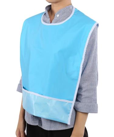 Eating Bib Clothes Protector Comfortable 2 Colors Optional Portable Waterproof Home Care Elderly Eat out for Older Adult(Light Blue) - Buy Online on GoSupps.com