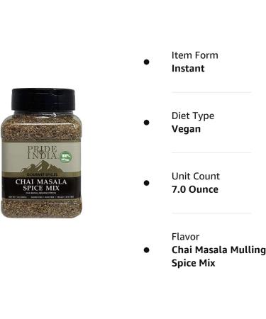 Pride of India Chai Masala Mulling Spice Mix Gourmet Spice Mix for Teas & Coffee Caffeine Free Authentic Mulling Spice Blend Vegan & Gluten-Free - Easy to Store 7oz. Medium Dual Sifter Jar - Buy Online on GoSupps.com