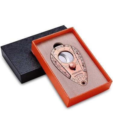 Cigar Cutter accessories Cigar Guillotine Stainless Steel Double Sharp Cut Blade Red Copper Carved Pattern Exquisite Metal Cigar Clippers Scissors Cigar Accessories Tools Gift for Cigar Lovers (Color - Buy Online on GoSupps.com