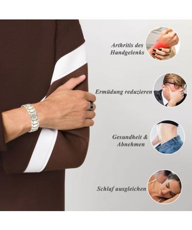 Vicmag Men's Magnetic Therapy Bracelet - Titan Steel for Arthritis Pain Relief | Adjustable Folding Lock | Silver & Gold Options - Buy Online on GoSupps.com
