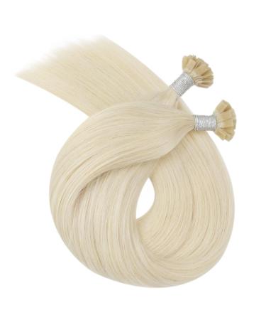 Ugeat 55cm Flat Tip Real Hair Extensions - 50g Keratin #60 Platinum Blonde - Premium Quality Hair Extensions for Seamless Blending - Buy Online on GoSupps.com