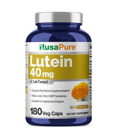 NusasPure Lutein - Suitable for Vegetarian/Vegan Non - GMO - 40 mg - 180 Capsules