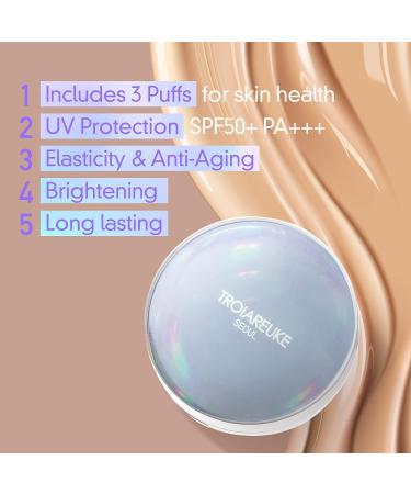 TROIAREUKE Seoul Bridal Cushion Foundation Shade 22 - Yellow Beige | Natural Wedding Makeup for All Skin Types | Flawless Glowing Finish - Buy Online on GoSupps.com
