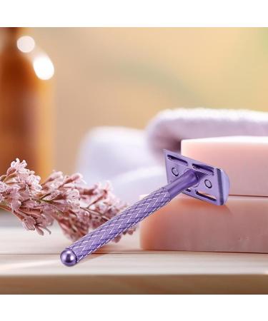 Double Edge Safety Razor for Women - Purple Eco-Friendly Includes 10 Blades & Silicone Cover - Durable Metal for a Smooth Shave - Buy Online on GoSupps.com