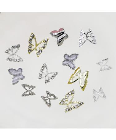 qbodp 40 Pcs Nail Charms Fashion Nail Ornaments Butterfly Decorations for Nail Nail Supplies Nail Art Decoration Accessories