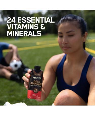 ON Gold Standard Ready To Drink Protein Shake | 24 Grams Protein 140 Calories 1 Gram Sugar | Gluten Free Protein Shake with Vitamin A C D E to Support Immunity | 355 mL Per Shake (Chocolate Pack of 12) Chocolate Pack of 12 - Buy Online on GoSupps.com