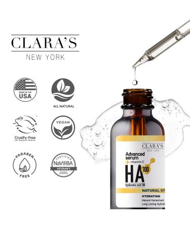 CLARA'S NEW YORK Hyaluronic Acid Facial Serum 30ml with Vitamin E - Lasting Hydration, Made in USA - Buy Online on GoSupps.com