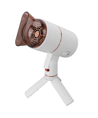 1000W Foldable Hair Dryer Negative Ionic Compact Desktop Dryer with 3 Gears ABS Material Ivory White Golden with Bracket Triangle Support (US Plug 110V)