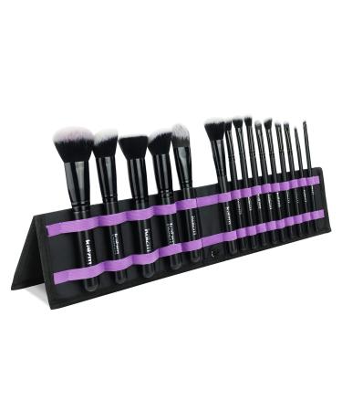 Cosmetic Makeup Brushes Set Portable Foundation Brush 15pcs Black Kabuki Eyeshadow Concealer Lash Blush Brush with Case