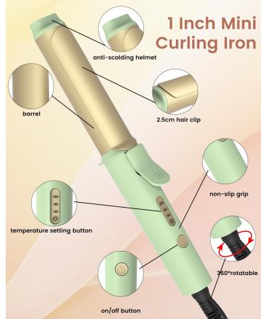 Mini Curling Iron 1 - Dual Voltage Travel Size for Short & Medium Hair | Adjustable Heat Fast Heating Includes Storage Bag & Gloves - Buy Online on GoSupps.com