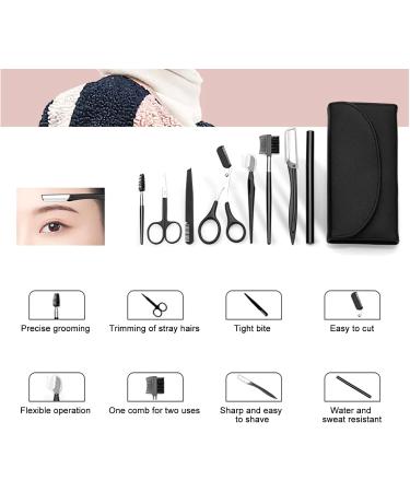 Eyebrow Grooming Kit Stainless Steel Eyebrow Trimming Tools with Storage Bag for Women Men - Buy Online on GoSupps.com