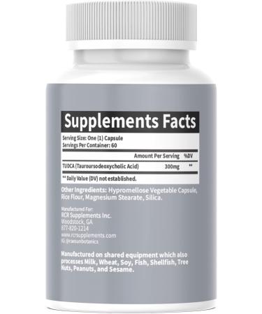 RaeSun Botanics TUDCA (Tauroursodeoxycholic Acid) 60 Capsules 300mg Serving Premium Quality 3rd Party Tested Maximum Liver Support - Buy Online on GoSupps.com