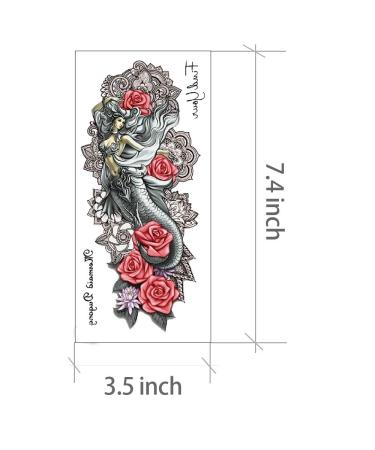 Large Rose Peony Temporary Tattoo Sleeves for Women - Waterproof Colorful Stickers for Shoulder and Arm - Buy Online on GoSupps.com