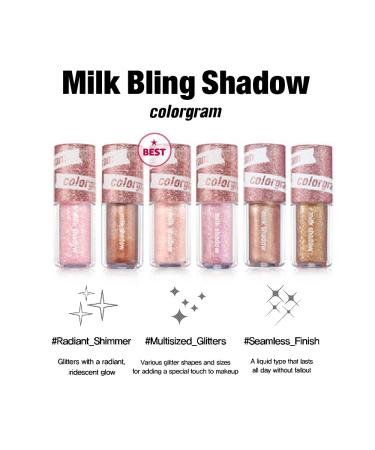COLORGRAM Milk Bling Shadow 02 Opal Flash | Liquid Glitter Eyeshadow 3.2g - Long-Lasting Shimmer for Daily Makeup - Buy Online on GoSupps.com