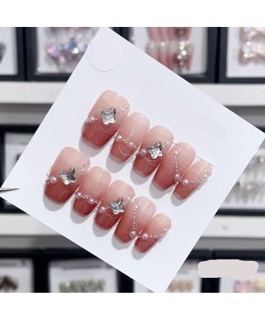 Handmade Long and Short Nail Patches for Artificial Nail Enhancement(Color:19564 Size:XS)