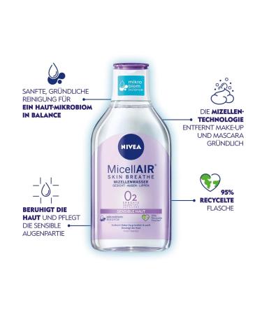 Nivea Micellar Water for Sensitive Skin 400ml - Nourishing Makeup Remover with Dexpanthenol & Grape Seed Oil - Gentle Facial Cleanser - International Shipping Available - Buy Online on GoSupps.com