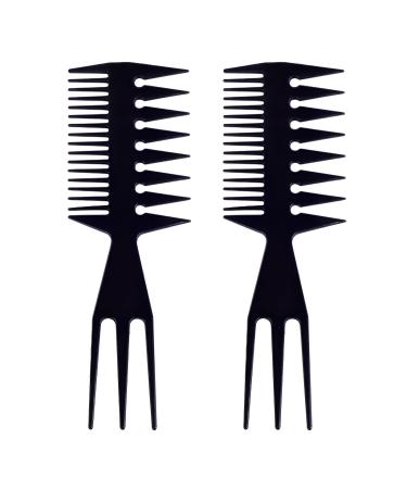 JdXun 2 pieces wide comb double one -sidedly wide coarse tooth comb antistatical retro wide tooth comb hair comb styling hair feasts for curly wet long hair (black) 2*black