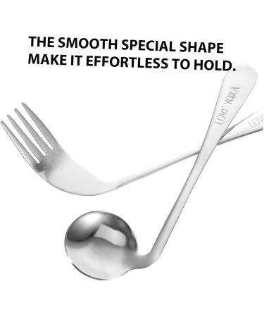 Buy Lurrose Left-Handed Cutlery Set - Angled Spoon & Fork for Easy Feeding - Stainless Steel 17x4.5cm | Ideal for Patients - Buy Online on GoSupps.com