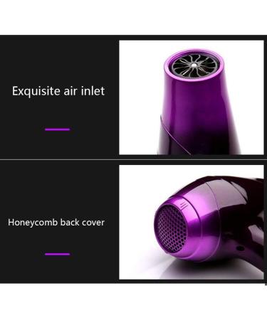 Hair Dryer Professional Ionic Hairdryer 1800W Home Fast Drying Blow Dryers 3 Heat 2 Speed Settings Low Noise DC Motor with Nozzle for Household Student Dormitory Purple Small Gift - Buy Online on GoSupps.com