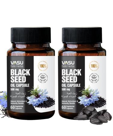 Vasu Safe Herbs Black Seed Oil Capsules 120 Softgels - Black Seed Oil Cold Pressed Nigella Sativa Kalonji 500mg Herbal Wellness with Omega 3 6 9 Non-GMO Gluten-Free Vegan