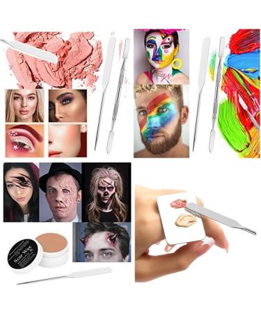 2Pcs Makeup Spatula metal Beauty Stainless Steel Cosmetics Metal Spatula Mixing Tool - Buy Online on GoSupps.com