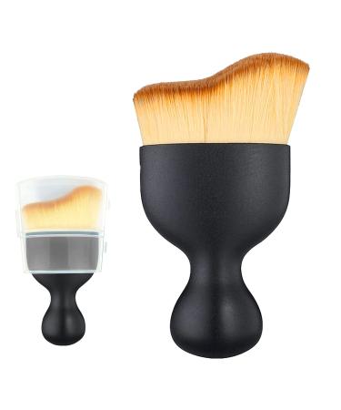 Tanning and Makeup Brush Angled Flat Foundation Brush Contouring Brush Blush Brush with Dustproof Cap for Cosmetics or Liquid Foundation Cream