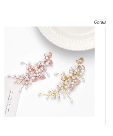Gorais Bride Gold Pearl Wedding Hair Vine for Women - Leaf Bridal Headpiece (C Gold) - Buy Online on GoSupps.com