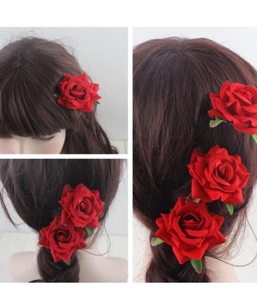 4PCS Small Red Rose Flower Hair Clips - Bridal Hair Pins for Women and Girls - Buy Online on GoSupps.com