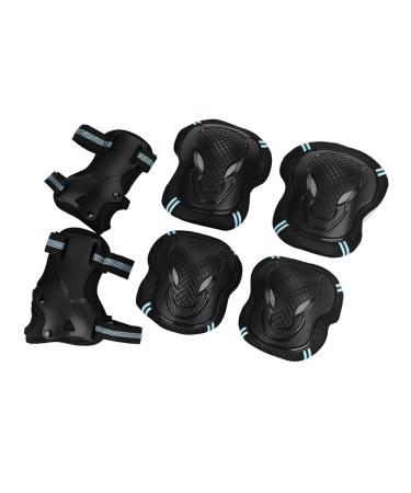 Knee Pad Elbow Pads Wrist Guards Set 3 in 1 Skateboard Adjustable Sports Protective Gear Guards for Skateboarding Inline Roller Skating Cycling Rollerblading Large Black Blue