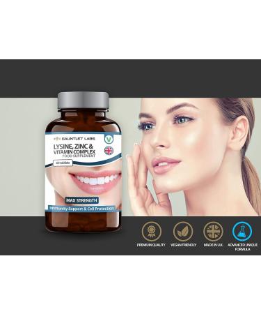 L-Lysine 1000mg Cold Sore & Shingles Treatment with Zinc & Vitamins | 5 Ingredient Premium Formula | Made in UK - Buy Online on GoSupps.com