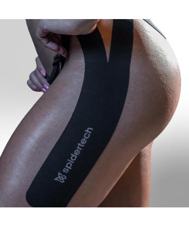 Buy Spidertech Kinesiology Tape for Hip Support - Professional Pre-Cut Cotton - 4 Pack for Athletes & Physiotherapists - Pain Relief - Black - Buy Online on GoSupps.com