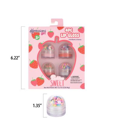 Expressions Girl 4pc Lip Gloss Set | Berry Sweet Fruity Flavored Safe Non-Toxic Confetti Lip Gloss Gift for Girls - International Shipping Available - Buy Online on GoSupps.com