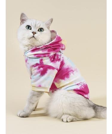 QWINEE Tie Dye Dog Hoodie - Pink and Blue - X-Large - Dog Apparel for Puppy, Kitten, Small Dogs - Buy Online on GoSupps.com