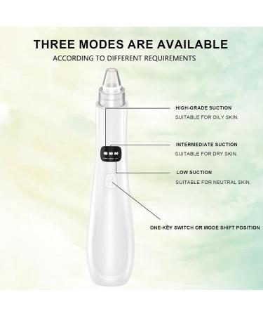 Blackhead Extractor Blackhead Remover Skin Tag Removal Kit with 5 Probes Pore Extractor Portable Pimple Extractor Rechargeable USB Port 3 Speeds Control for Women and Men White - Buy Online on GoSupps.com